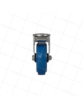 Ruota INOX A Foro di fissaggio IN GOMMA ELASTICA CON FRENATORE DIAMETRO 125 MM CARICO 150 KG - INOX O 125NS AF BLU