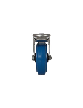 Ruota INOX A Foro di fissaggio IN GOMMA ELASTICA CON FRENATORE DIAMETRO 125 MM CARICO 150 KG - INOX O 125NS AF BLU