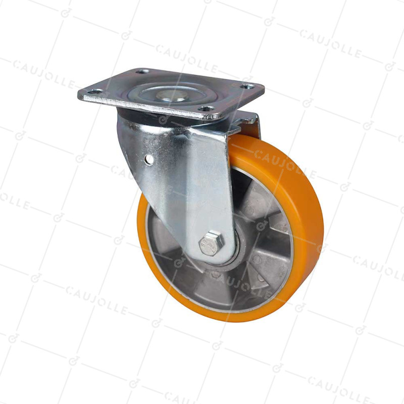 Ruota PIVOTANTE IN POLIURETANO CERCHIO IN ALLUMINIO DIAMETRO 160 MM CARICO 500KG - S76AR 160