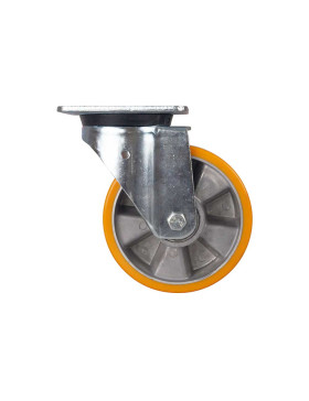 Ruota PIVOTANTE IN POLIURETANO CERCHIO IN ALLUMINIO DIAMETRO 160 MM CARICO 500KG - S76AR 160