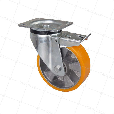 Ruota A FRENO IN POLIURETANO RIM IN ALLUMINIO DIAMETRO 160 MM CARICO 500KG - S76AR 160AF • Caujolle