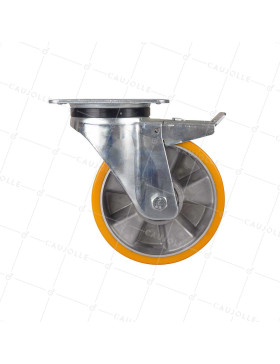 Ruota A FRENO IN POLIURETANO RIM IN ALLUMINIO DIAMETRO 160 MM CARICO 500KG - S76AR 160AF