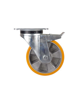 Ruota A FRENO IN POLIURETANO RIM IN ALLUMINIO DIAMETRO 160 MM CARICO 500KG - S76AR 160AF