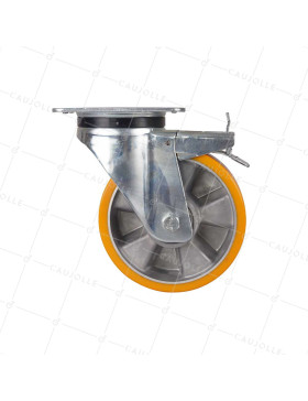 Ruota A FRENO IN POLIURETANO RIM IN ALLUMINIO DIAMETRO 160 MM CARICO 500KG - S76AR 160AF