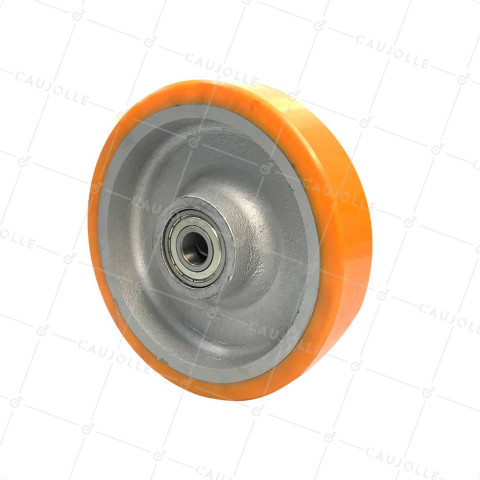 Ruota INDUSTRIALE IN GHISA E POLIURETANO DIAMETRO 250MM LARGHEZZA 50MM CARICO 1200KG ASSE 25 MM - SFPU 250/50 • Caujolle
