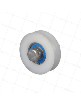 Ruota DI PORTA SCORREVOLE IN INOX E NYLON ANTIRUMORE DIAMETRO 90 MM PER RAIL TONDO DI 20 MM CARICO 600 KG ASSE 16 MM • Caujolle