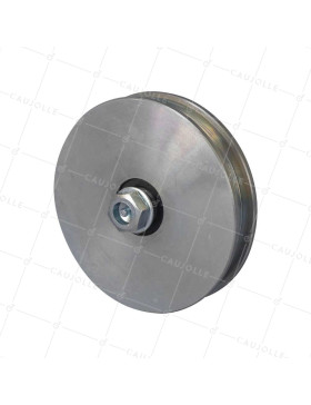 RUOTA PER PORTA LARGA A GROVIGLIO QUADRATO DIAMETRO 160 MM PER RAIL QUADRATO DA 20 MM CARICO 1.6T ASSE 16 MM - GAGC160L • Caujolle