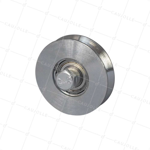 Ruota DI PORTA STRETTA DIAMETRO 90 MM PER RAIL TRIANGOLARE UNIVERSALE CARICO 350 KG ASSE 14 MM - GAGV90 • Caujolle
