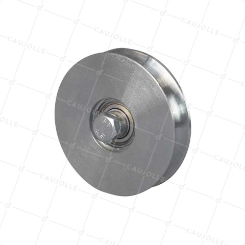 Ruota DI PORTALE SCORREVOLE A Gola TONDA STRETTA DIAMETRO 120 MM PER RAIL TONDO DI 20 MM CARICO 400 KG ASSE 14 MM - GAGR120E • Caujolle