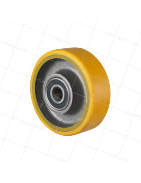 Ruota INDUSTRIALE IN GHISA E POLIURETANO DIAMETRO 125MM CARICO 400KG ASSE 20 MM LM50 - SFPU 125/40 RB20-40 • Caujolle