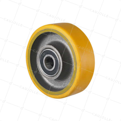 Ruota INDUSTRIALE IN GHISA E POLIURETANO DIAMETRO 125MM CARICO 400KG ASSE 20 MM LM50 - SFPU 125/40 RB20-40 • Caujolle