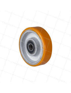 Ruota INDUSTRIALE IN GHISA E POLIURETANO DIAMETRO 100MM CARICO 300KG ASSE 15 MM - SFPU100 • Caujolle