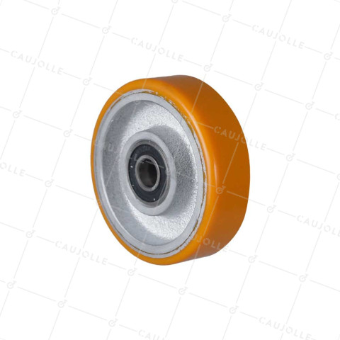 Ruota INDUSTRIALE IN GHISA E POLIURETANO DIAMETRO 100MM CARICO 300KG ASSE 15 MM - SFPU100 • Caujolle