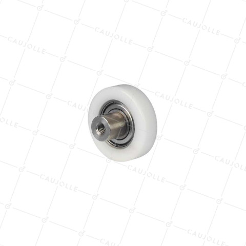 RUOTA DI GUIDA LINEARE LINEARE IN POM DIAMETRO 42 MM CON ASSE FILETTATO M6 INOX 304 • Caujolle