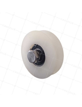 Ruota DI PORTA SCORREVOLE IN INOX E NYLON ANTIRUMORE DIAMETRO 100 MM PER RAIL ROTONDO DA 20 MM CARICO 600 KG ASSE 16 MM • Caujolle
