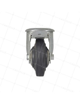 Ruota INDUSTRIALE A Foro di fissaggio A FRENO IN CAOUTCHOUC DIAMETRO 125 MM CARICO 200 KG - S74.O 125C AF