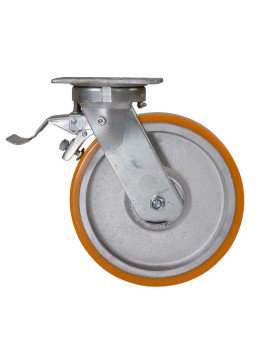 Ruota PIVOTANTE A FRENO IN POLIURETANO RINFORZATO RIM IN GHISA DIAMETRO 250 MM CARICO 1400KG - S80 250P AF