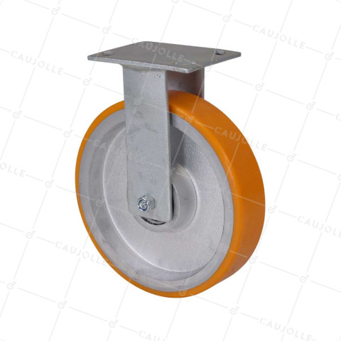 Ruota FISSA IN POLIURETANO RINFORZATO CON CERCHIO IN GHISA DIAMETRO 250 MM CARICO 1400KG - S81 250F • Caujolle