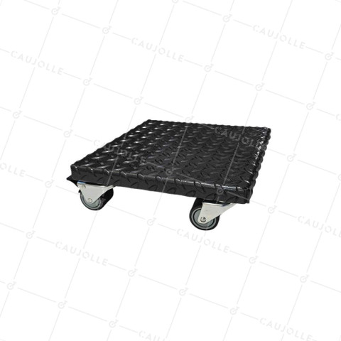 PLATTO ACCIAIO ULTRA ROBUSTO NERO A Ruote 30 CM X 30 CM CARICO 270 KG - NERO QUADRATO 30 • Caujolle