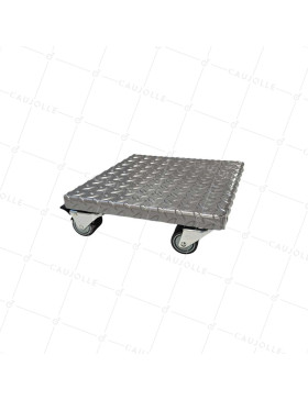 PLATTO IN ACCIAIO ULTRA ROBUSTO GRIGIO A Ruote 30 CM X 30 CM CARICO 270 KG - STRONG SQUARE 30 • Caujolle