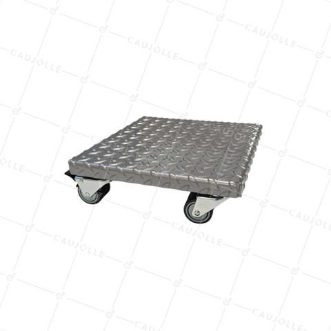 PLATTO IN ACCIAIO ULTRA ROBUSTO GRIGIO A Ruote 30 CM X 30 CM CARICO 270 KG - STRONG SQUARE 30 • Caujolle