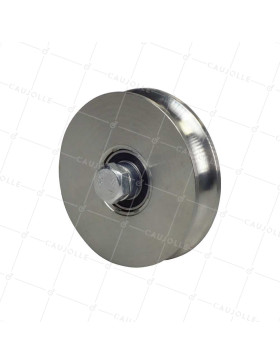 Ruota DEL CANCELLO SCORREVOLE RINFORZATA CON Gola TONDA DIAMETRO 120 MM PER RAIL TONDO DA 20 MM ASSE 16 MM CARICO 1.2T - GAGR120L • Caujolle