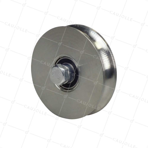 Ruota DEL CANCELLO SCORREVOLE RINFORZATA CON Gola TONDA DIAMETRO 120 MM PER RAIL TONDO DA 20 MM ASSE 16 MM CARICO 1.2T - GAGR120L • Caujolle