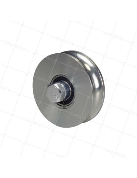 Ruota DI PORTALE SCORREVOLE RINFORZATA CON Gola TONDA DIAMETRO 100 MM PER RAIL TONDO DA 20 MM CARICO 600 KG ASSE 16 MM - GAGR100L • Caujolle