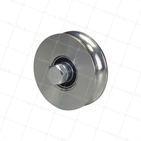 Ruota DI PORTALE SCORREVOLE RINFORZATA CON Gola TONDA DIAMETRO 100 MM PER RAIL TONDO DA 20 MM CARICO 600 KG ASSE 16 MM - GAGR100L • Caujolle