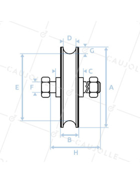 RUOTA DI PORTA SCORREVOLE CON BINARI TONDI DA 15 MM DIAMETRO 50 MM CARICO 250 KG ASSE 10 MM - GAGR 50LGR16