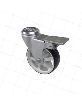 Ruota DESIGN IN ALLUMINIO GRIGIO A FRENO DIAMETRO 75 MM CARICO 45KG A FISSAGGIO DI 10 MM - ALUSTYL75OAF • Caujolle