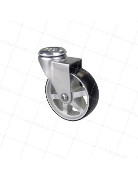 Ruota DESIGN IN ALLUMINIO GRIGIO DIAMETRO 75 MM CARICO 45KG CON FISSAGGIO DI 10 MM - ALUSTYL75O • Caujolle