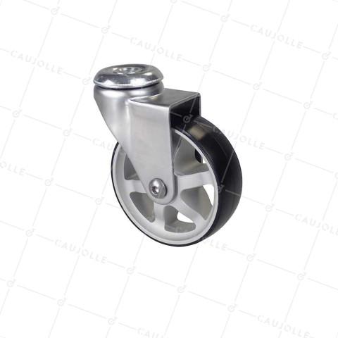 Ruota DESIGN IN ALLUMINIO GRIGIO DIAMETRO 75 MM CARICO 45KG CON FISSAGGIO DI 10 MM - ALUSTYL75O • Caujolle