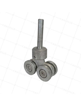 CARRELLO PIVOTANTE A 4 RULLI PER PORTA SCORREVOLE SOSPESA DA 750KG - CARRELLO PIV 4 GAL GRANDE • Caujolle