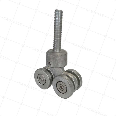 CARRELLO PIVOTANTE A 4 RULLI PER PORTA SCORREVOLE SOSPESA DA 750KG - CARRELLO PIV 4 GAL GRANDE • Caujolle