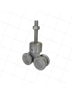 CARRELLO PIVOTANTE 4 RULLI PER PORTA SCORREVOLE SOSPESA DA 650KG - CARRELLO PIV 4 RULLO MEDIO • Caujolle