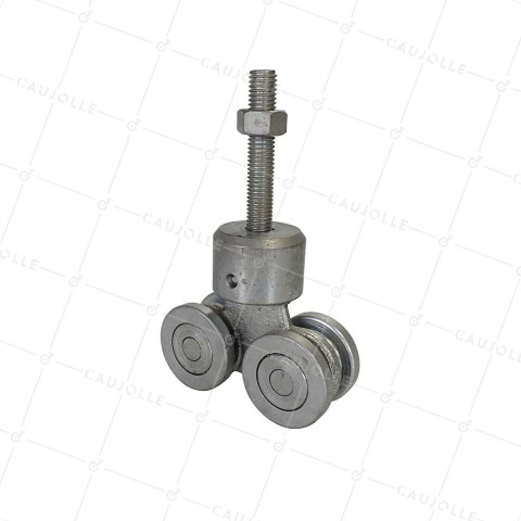 CARRELLO PIVOTANTE 4 RULLI PER PORTA SCORREVOLE SOSPESA DA 650KG - CARRELLO PIV 4 RULLO MEDIO • Caujolle