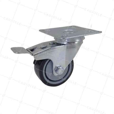 Ruota A FRENO IN GOMMA SOFFICE ANTI-USURA E NON MACCHIANTI DIAMETRO 50MM CARICO 40 KG - S15.P 50BL DESTOCK • Caujolle