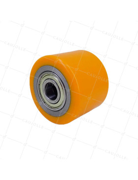 Ruota DI TRANSPALETTE DIAMETRO 82 MM LARGHEZZA 62 MM CARICO 600 KG ASSE 20 MM - GTP 82/62 LM62 RB20 PU ARANCIONE • Caujolle