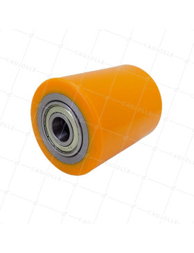 Ruota DI TRANSPALETTE DIAMETRO 82 MM LARGHEZZA 100 MM CARICO 1000 KG ASSE 20 MM - GTP 82/100 LM100 RB20 PU ARANCIONE • Caujolle