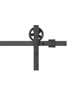 KIT COMPLETO SENZA MANIGLIA A SCOMPARSA PER PORTA SCORREVOLE SOSPESA STILE PULLE DEL FIENILE LUNGHEZZA 2 M CARICO 100KG