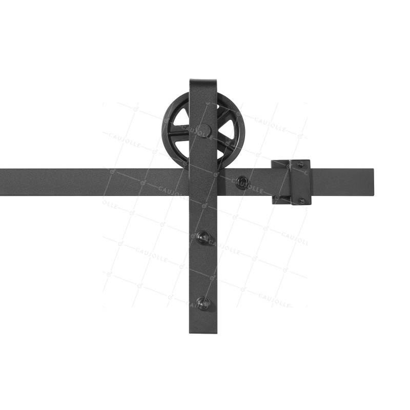 KIT COMPLETO SENZA MANIGLIA A SCOMPARSA PER PORTA SCORREVOLE SOSPESA STILE PULLE DEL FIENILE LUNGHEZZA 2 M CARICO 100KG