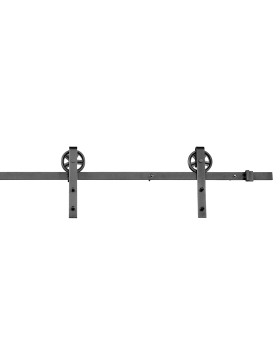 KIT COMPLETO SENZA MANIGLIA A SCOMPARSA PER PORTA SCORREVOLE SOSPESA STILE PULLE DEL FIENILE LUNGHEZZA 2 M CARICO 100KG