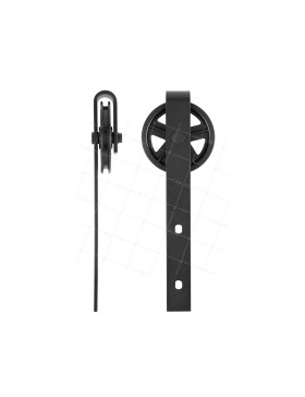 KIT COMPLETO SENZA MANIGLIA A SCOMPARSA PER PORTA SCORREVOLE SOSPESA STILE PULLE DEL FIENILE LUNGHEZZA 2 M CARICO 100KG