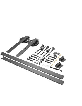 KIT COMPLETO SENZA MANIGLIA A SCOMPARSA PER PORTA SCORREVOLE SOSPESA STILE PULLE DEL FIENILE LUNGHEZZA 2 M CARICO 100KG