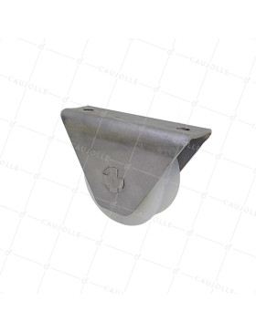 Ruota DI PORTA IN NYLON CON SUPPORTO IN INOX DA VITE O Saldare DIAMETRO 80 MM PER RAIL ROTONDO DI 20MM CARICO 650 KG - MTSP GR80 NYLON INOX • Caujolle