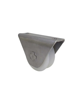 Ruota DI PORTA IN NYLON CON SUPPORTO IN INOX DA VITER O SALDARE DIAMETRO 80 MM PER RAIL TRIANGOLARE CARICO 650 KG - MTSP GV80