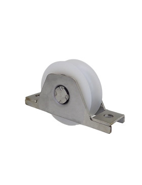 MONTATURA PER PORTA DA INCASSO CON Ruota DIAMETRO 80MM IN NYLON CON Gola TONDA DI 20MM E MONTATURA IN INOX CARICO 650KG - MTSP