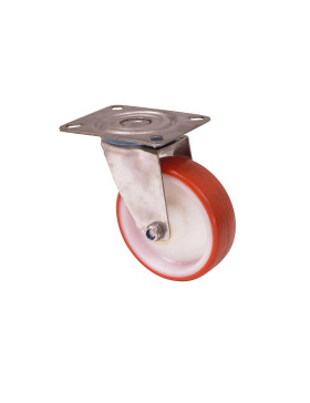 Ruota INOX IN NYLON/POLIURETANO PIVOTANTE DIAMETRO 100 MM CARICO 150 KG