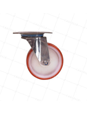 Ruota INOX IN NYLON/POLIURETANO PIVOTANTE DIAMETRO 100 MM CARICO 150 KG